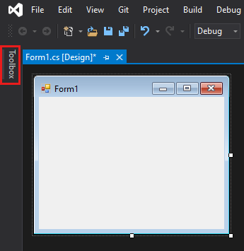 Capture d’écran montrant l’option Boîte à outils pour ouvrir la fenêtre Boîte à outils.