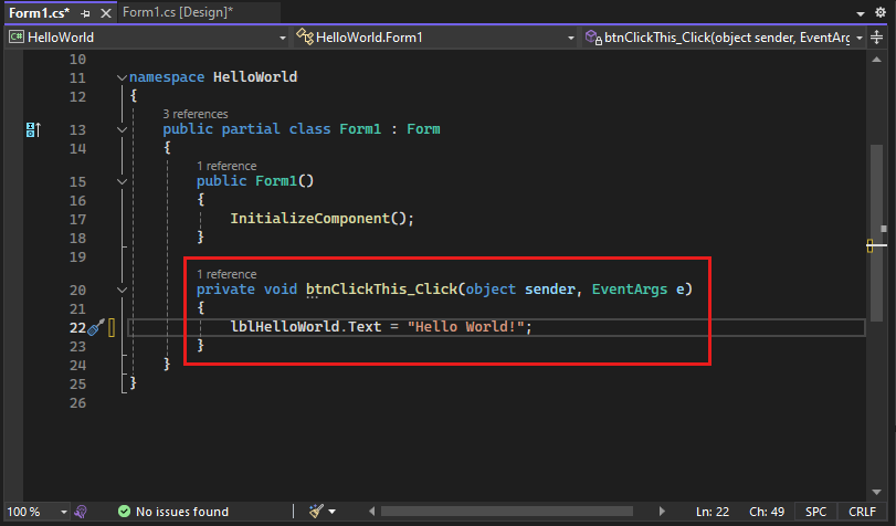 Capture d’écran montrant où ajouter du code au formulaire.