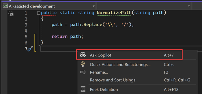 Capture d’écran de l’activation de la discussion inline dans l’éditeur à partir du menu contextuel accessible par clic droit.