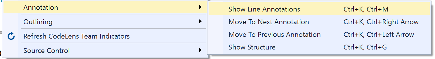 Utiliser l'ensemble de commandes Afficher les annotations de ligne