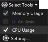 Capture d’écran montrant les outils de diagnostic.