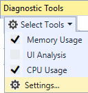 capture d’écran des outils de diagnostic.