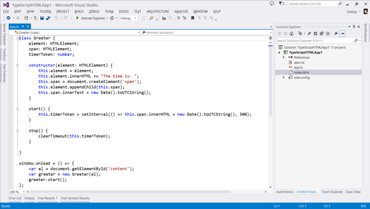 TypeScript 1.0 (RTM) dans Visual Studio