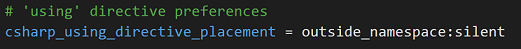 Règle EditorConfig pour les instructions using à l’intérieur/l’extérieur des espaces de noms