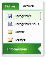 Onglet Info dans Excel