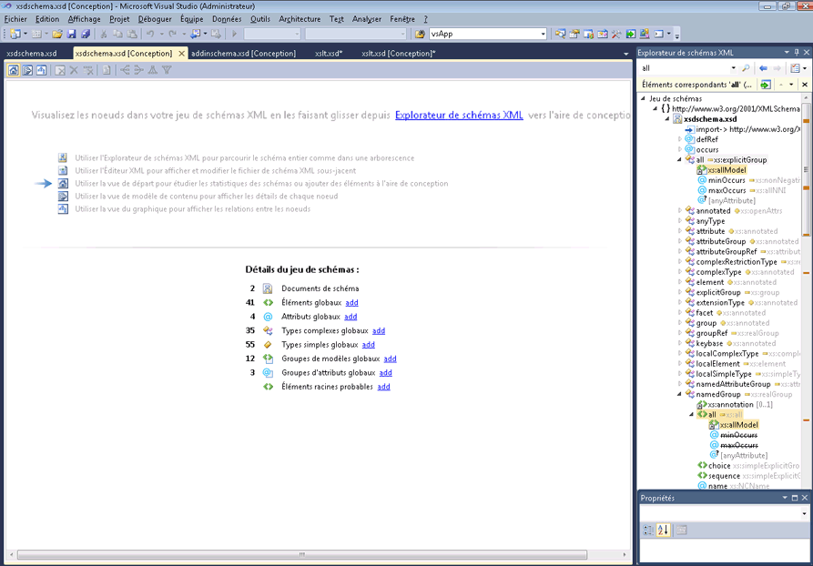 XML Schema Designer Start View