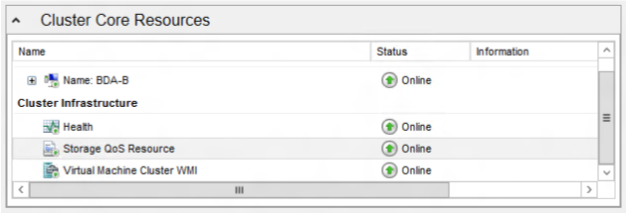 Ressource QoS du système de stockage apparaît dans Principales ressources de cluster