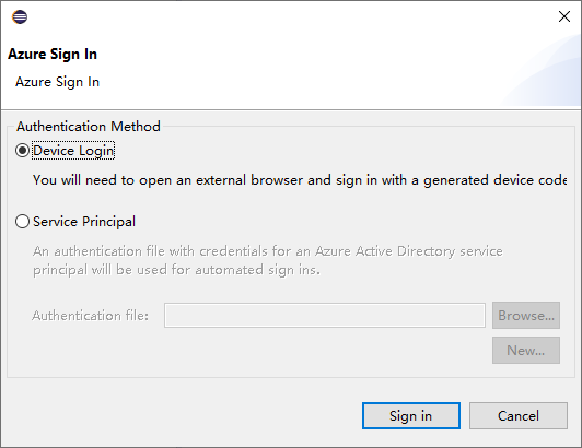 Apache Spark Eclipse Azure Sign.