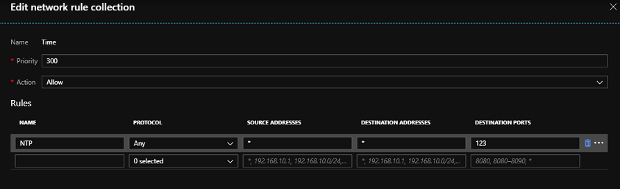 Ajouter une règle de réseau NTP