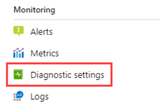 Capture d’écran montrant la sélection de l’option de paramètre de diagnostic.