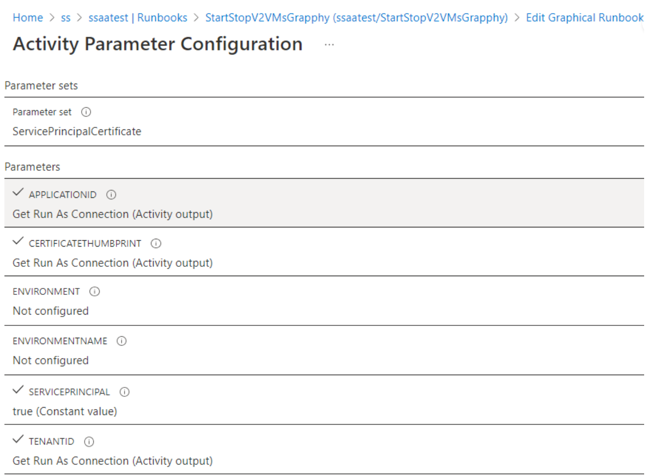 Capture d’écran montrant l’examen des paramètres utilisés par une applet de commande.