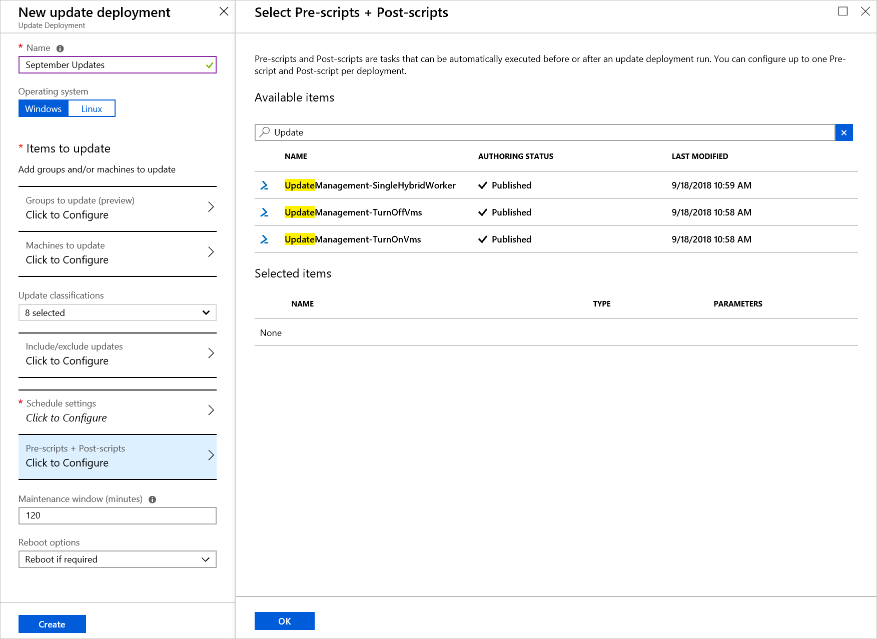 Sélection des scripts