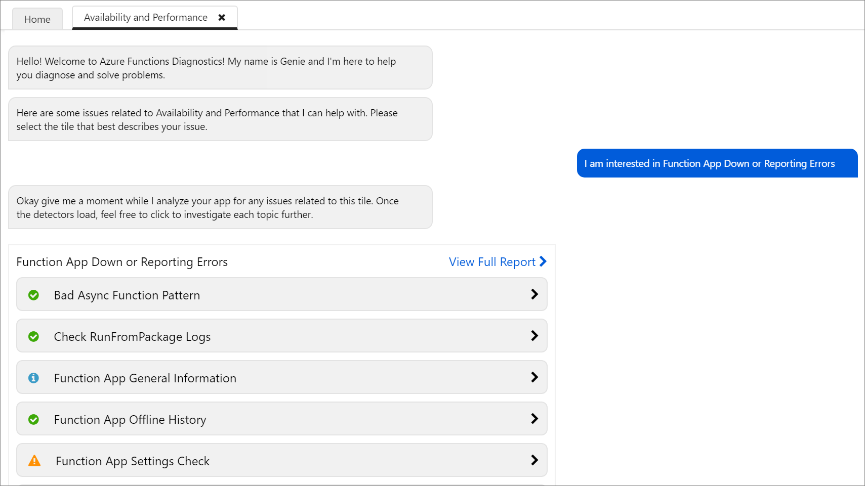 Preview of diagnostic report