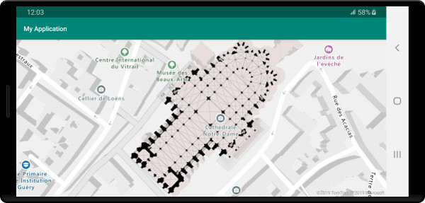 Carte avec une superposition de sol de KML effectuée à l’aide d’un calque d’image