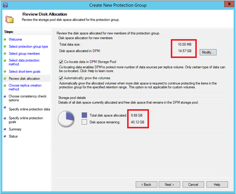 Capture d’écran montrant comment configurer l’allocation de disque.