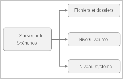 Diagramme montrant les scénarios de sauvegarde MARS.