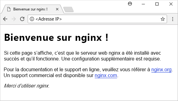 Le site web NGINX se charge maintenant correctement