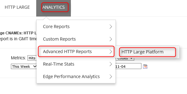 Portail de gestion CDN - Menu Rapports avancés