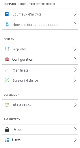 Paramètres du service cloud Azure