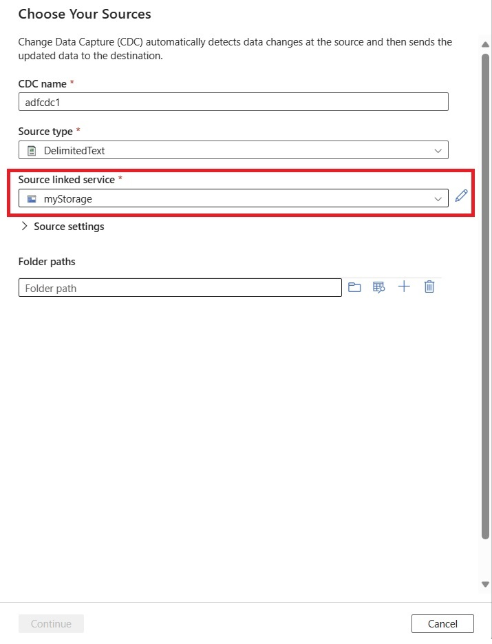 Capture d’écran montrant la zone permettant de choisir ou de créer un service lié.