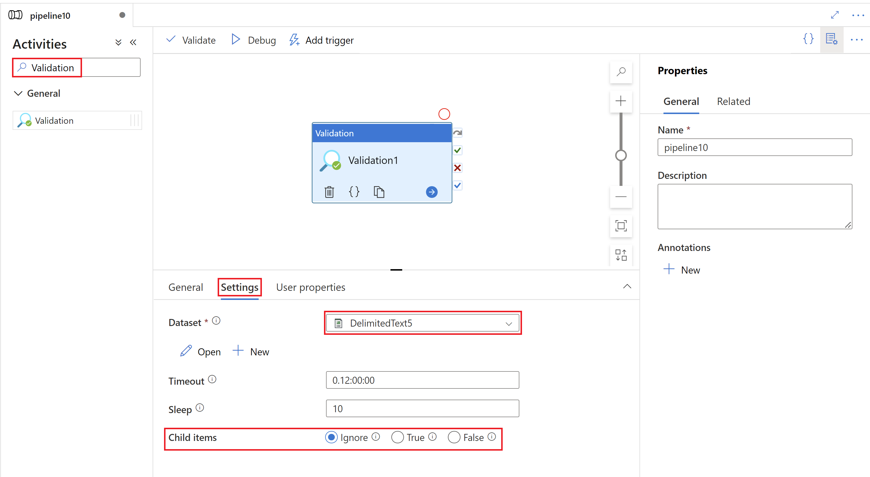 Capture d’écran montrant l’interface utilisateur d’une activité Validation.