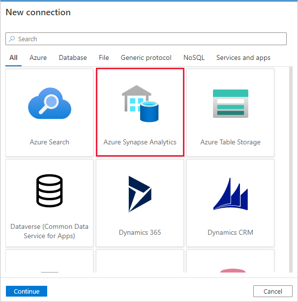 Sélectionner Azure Synapse Analytics