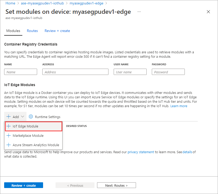 Ajoutez un module IoT Edge.