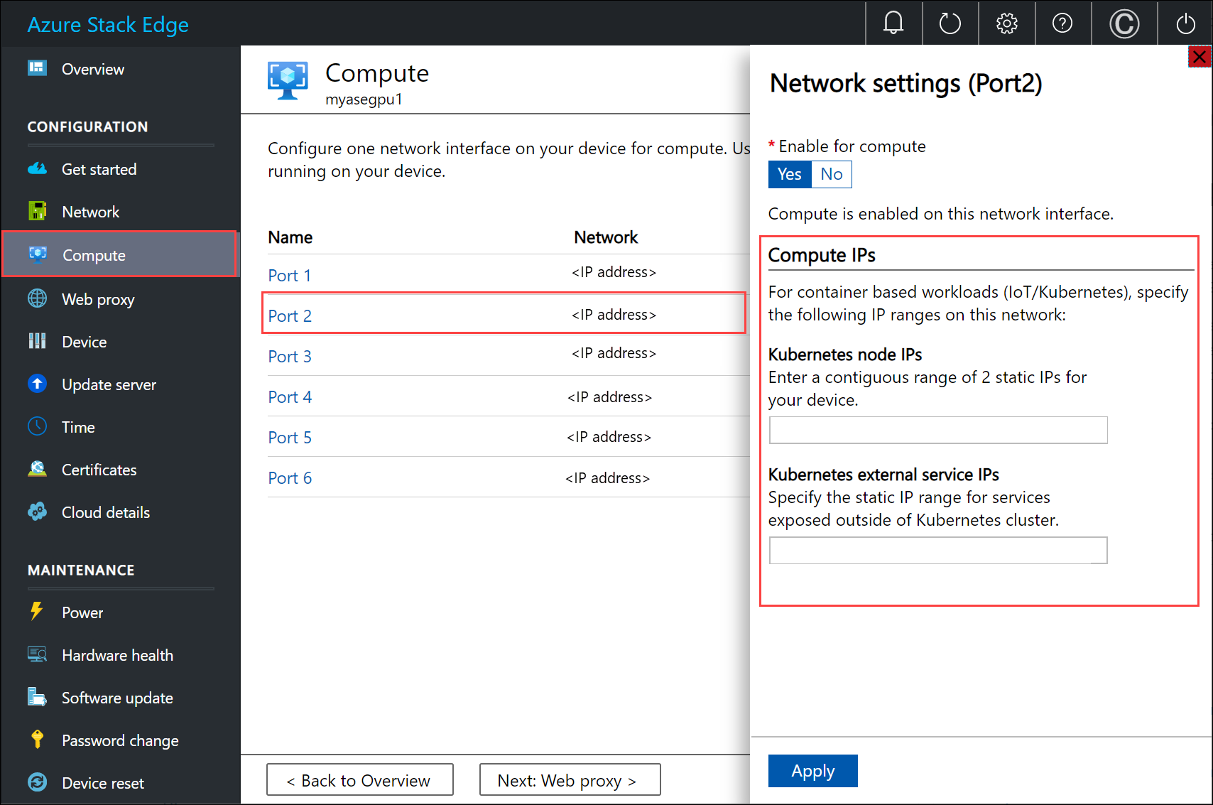 Attribution d’adresses IP Kubernetes dans l’interface utilisateur locale