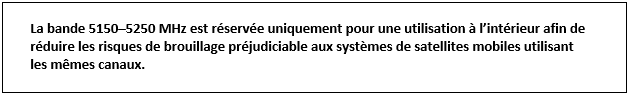 Avertissement relatif aux informations réglementaires - usage intérieur