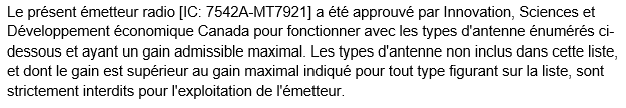 Utilisation de l’antenne au Canada.