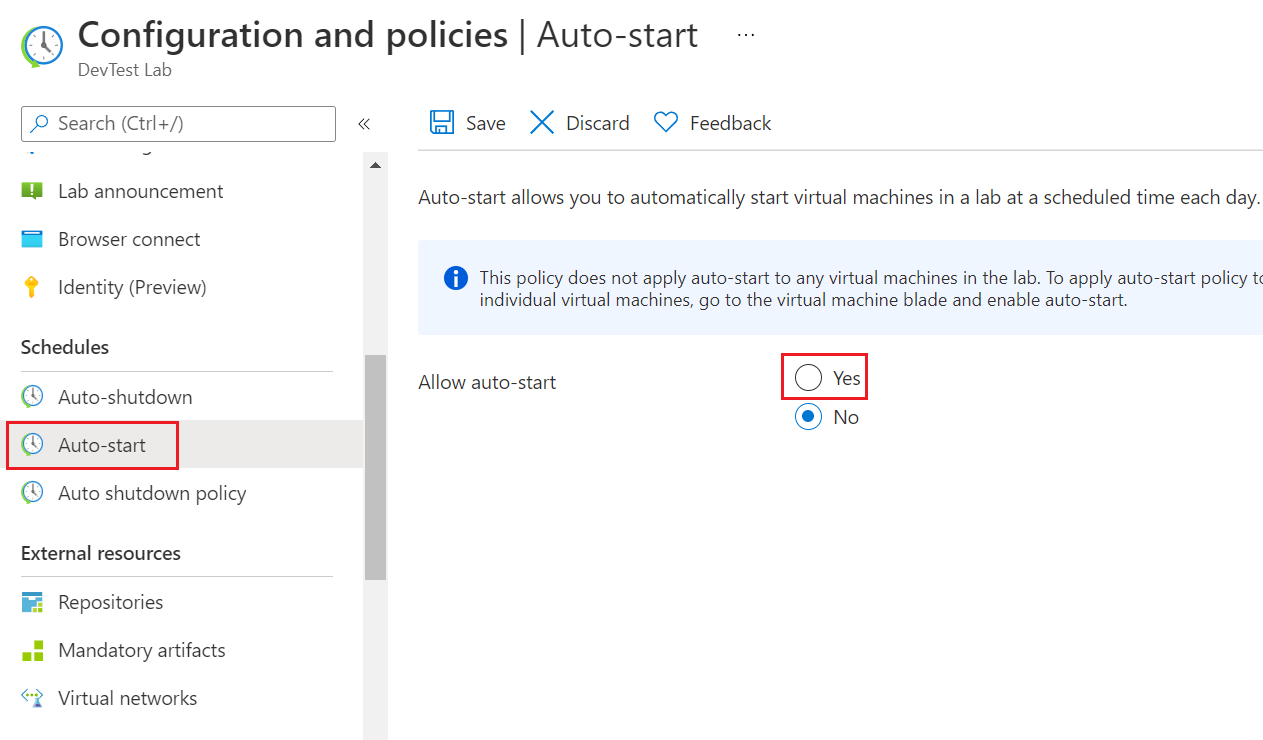 Capture d’écran de l’option Démarrage automatique sous Planifications.