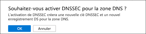 Capture d’écran de la confirmation de la signature DNSSEC.