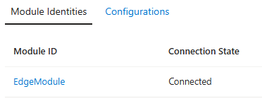 Diagramme du nom du module Device Update montrant l’état connecté.