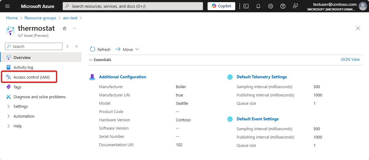 Capture d’écran du portail Azure montrant comment accéder aux paramètres de configuration d’Azure RBAC.