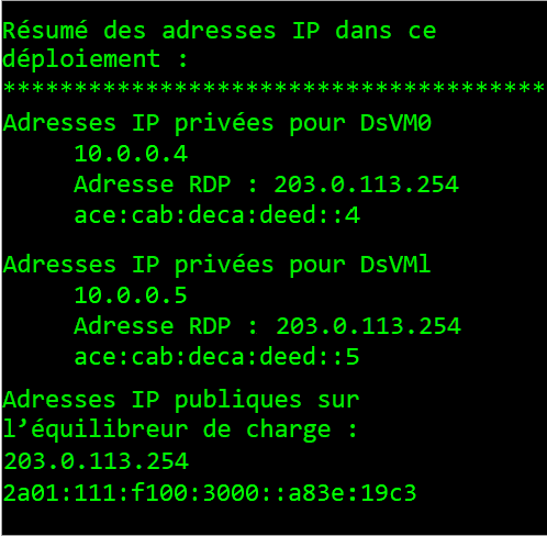 Récapitulatif des adresses IP double pile (IPv4/IPv6) du déploiement d’applications dans Azure