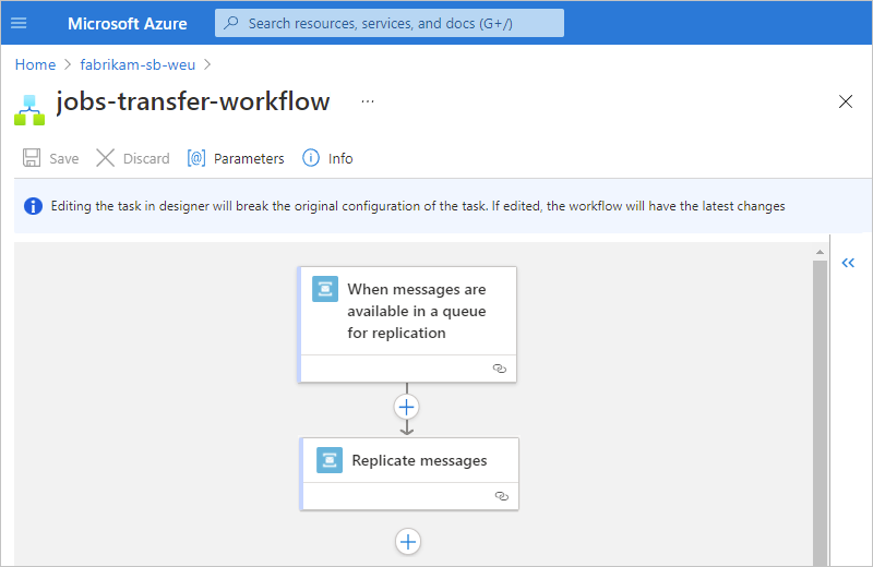 Capture d’écran montrant le concepteur et le workflow sous-jacent.