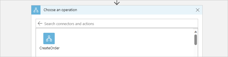 Capture d’écran montrant le flux de travail de consommation avec Choisir une zone d’opération et les flux de travail disponibles à appeler.