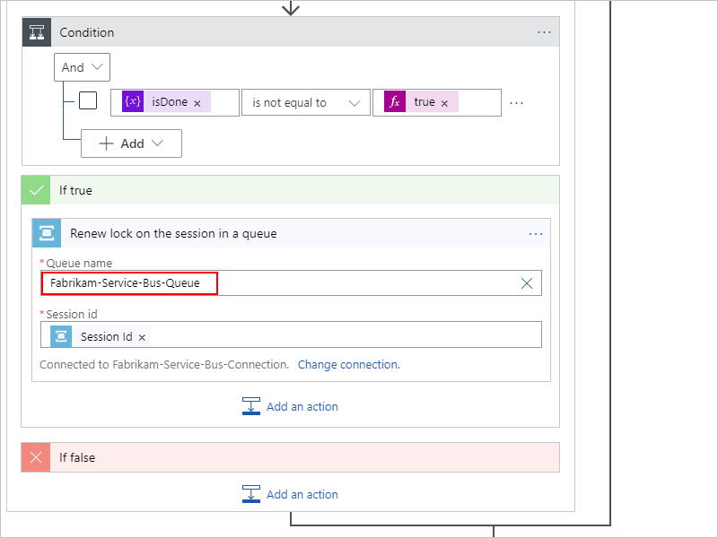 Action Service Bus – « Renouveler le verrou sur la session dans une file d’attente »