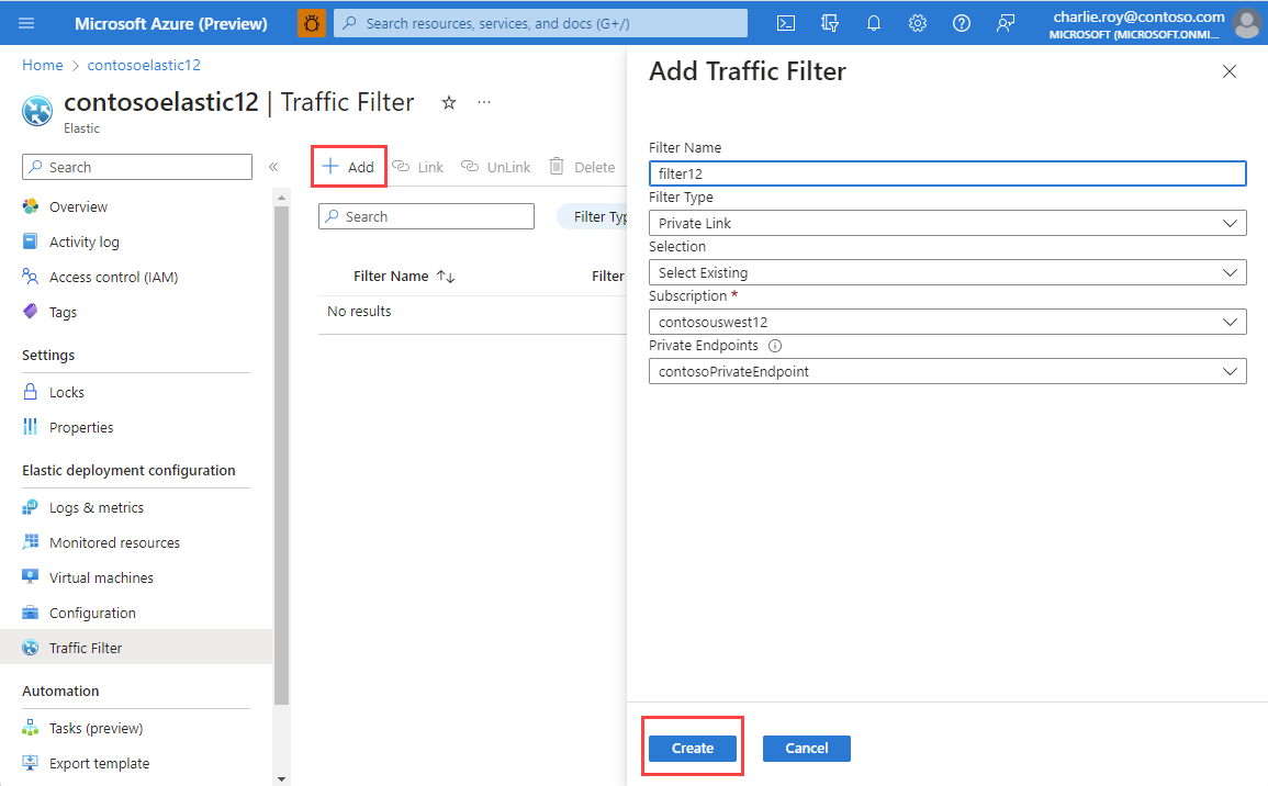 Capture d’écran montrant le filtre de trafic sélectionné dans le menu Ressource.