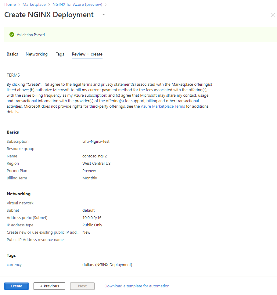 capture d’écran d’analyse et de création d’une ressource NGINX