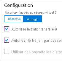 Configuration du peering hub vers spoke