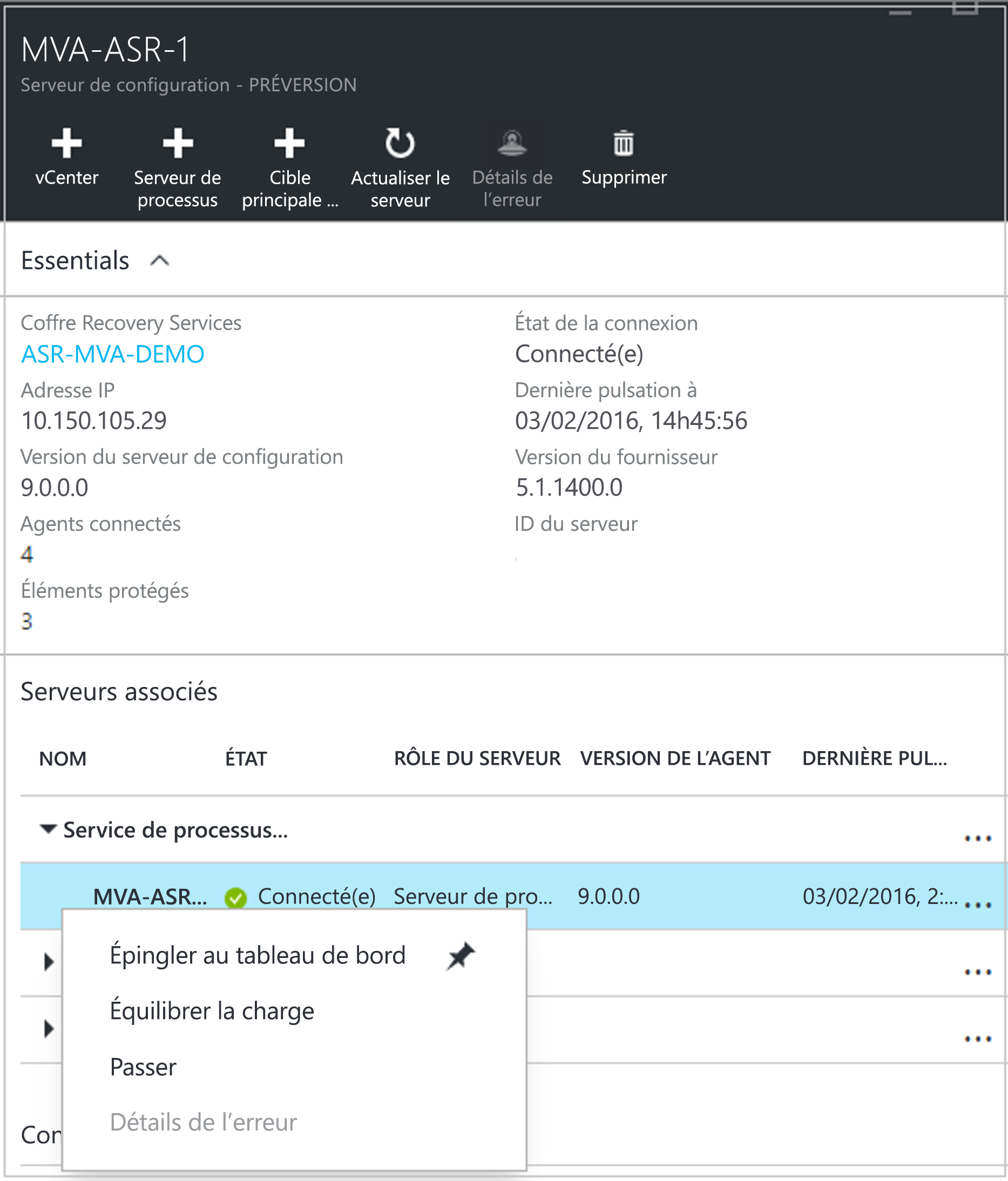 Capture d’écran de la boîte de dialogue Serveur de configuration