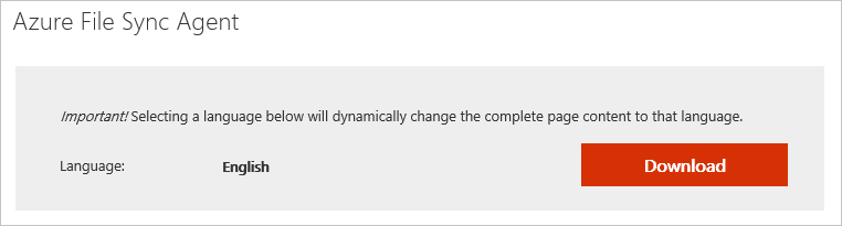 Capture d’écran montrant comment télécharger l’agent Azure File Sync.