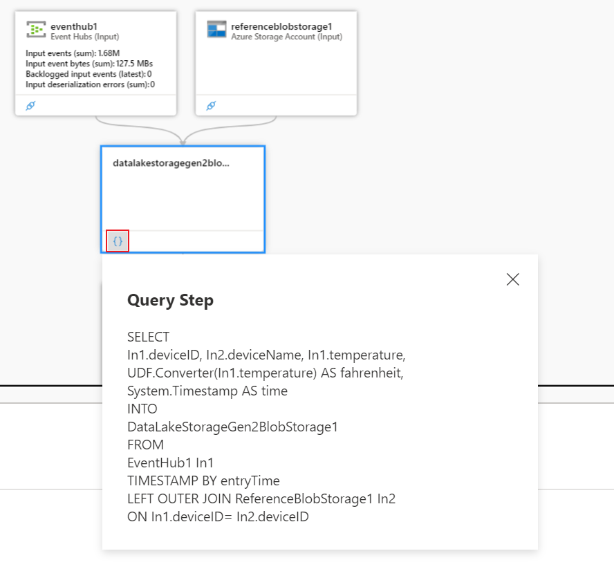 Capture d’écran montrant l’étape de requête du diagramme de travail logique correspondant au script.