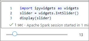 Capture d’écran d’un curseur de widget IPython dans un notebook Synapse.