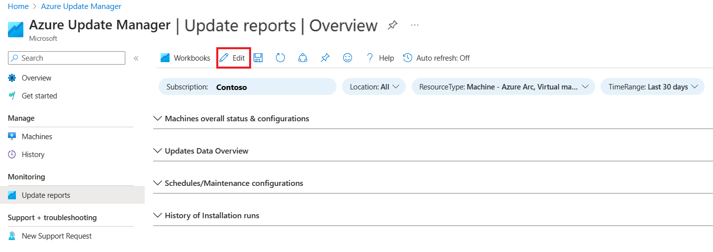 Capture d’écran montrant l’activation du mode d’édition pour toutes les options des classeurs.