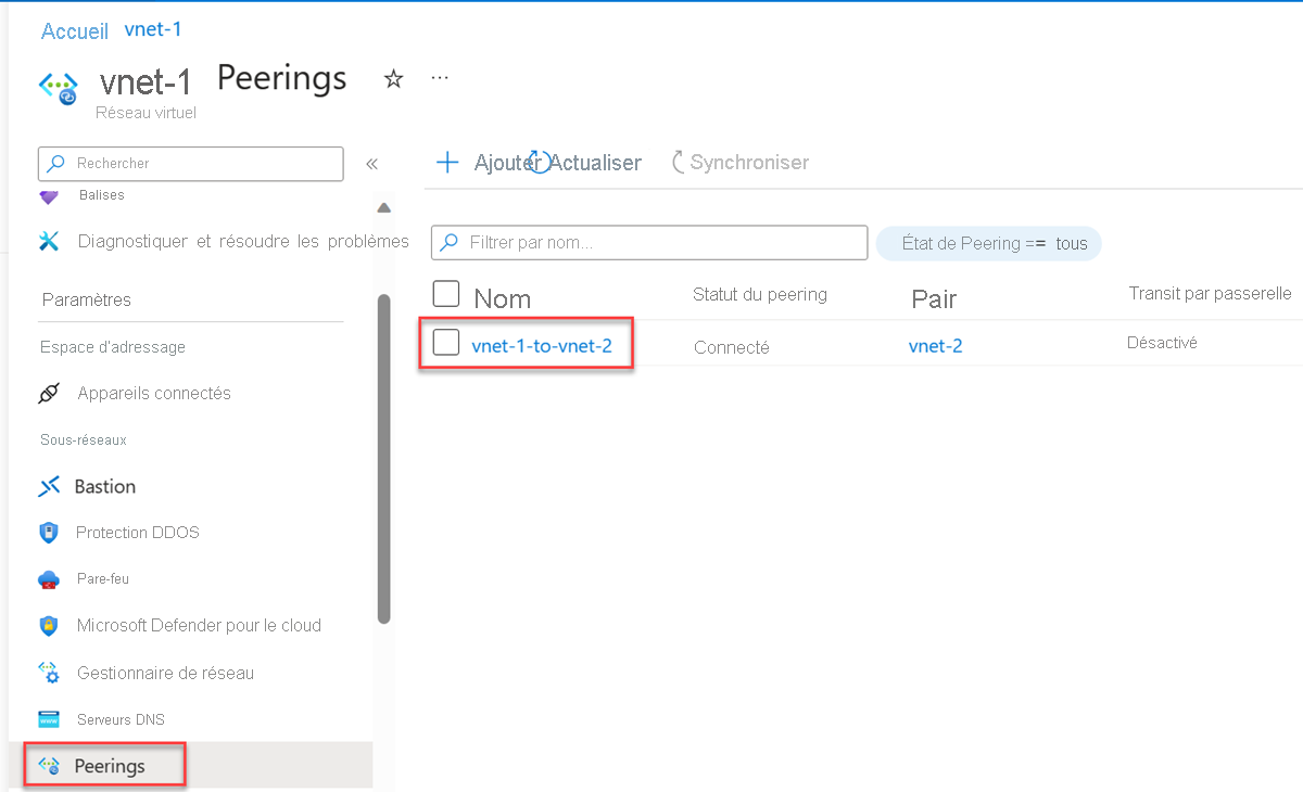 Capture d’écran de sélection d’une homologation pour modifier les paramètres du réseau virtuel.