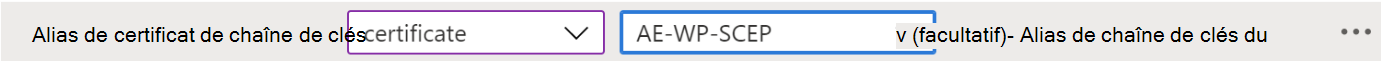 Modifiez l’alias de certificat client KeyChain dans une stratégie de configuration d’application VPN dans Microsoft Intune à l’aide de l’exemple Designer de configuration.