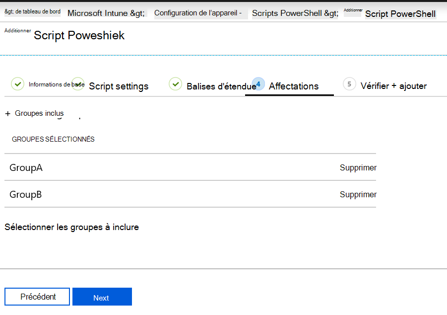 Affecter ou déployer un script PowerShell dans des groupes d’appareils dans Microsoft Intune