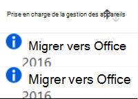 Capture d’écran montrant un paramètre Office plus ancien qui n’est pas pris en charge et suggérant la migration vers une version prise en charge dans Microsoft Intune.